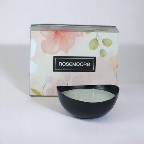 Rosemoore Scented Premium Metal Large Bowl Candle Black - Pacific Ocean Fragrance