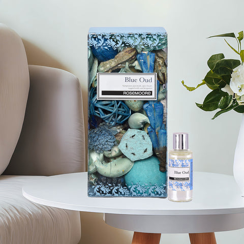 Rosemoore Blue Oud Scented Pot Pourri and Scented Oil Combo