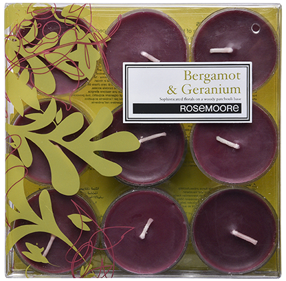 Rosemoores Bergamot & Geranium Scented Tea Light (Pack of 9)