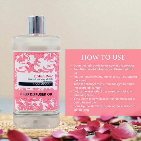 Scented Reed Diffuser Refill Oil 1 Litre British Rose
