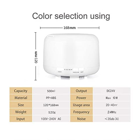Rosemoore Ultrasonic Humidifier Aroma Diffuser with 7 Color LED Lights | Undiluted Anti-Bacterial (500 ML Tank Capacity)
