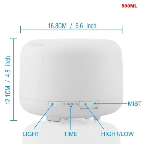 Rosemoore Ultrasonic Humidifier Aroma Diffuser with 7 Color LED Lights | Undiluted Anti-Bacterial (500 ML Tank Capacity)