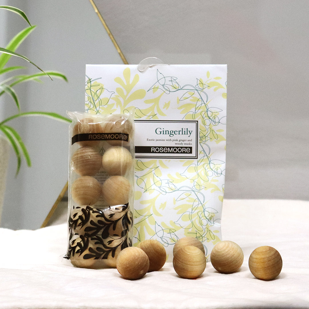 Rosemoore Pink Pomelo Wooden Balls & Scented Gingerlily Sachet Combo