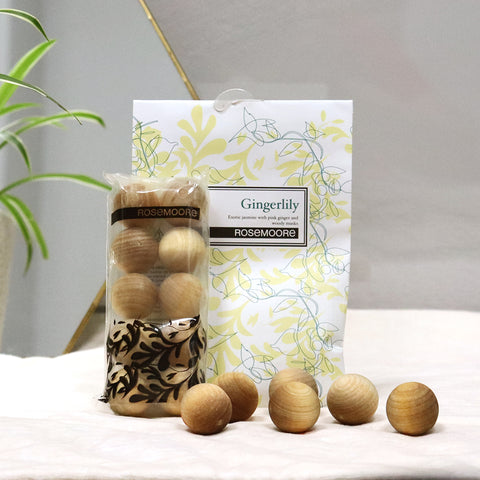 Rosemoore Pink Pomelo Wooden Balls & Scented Gingerlily Sachet Combo