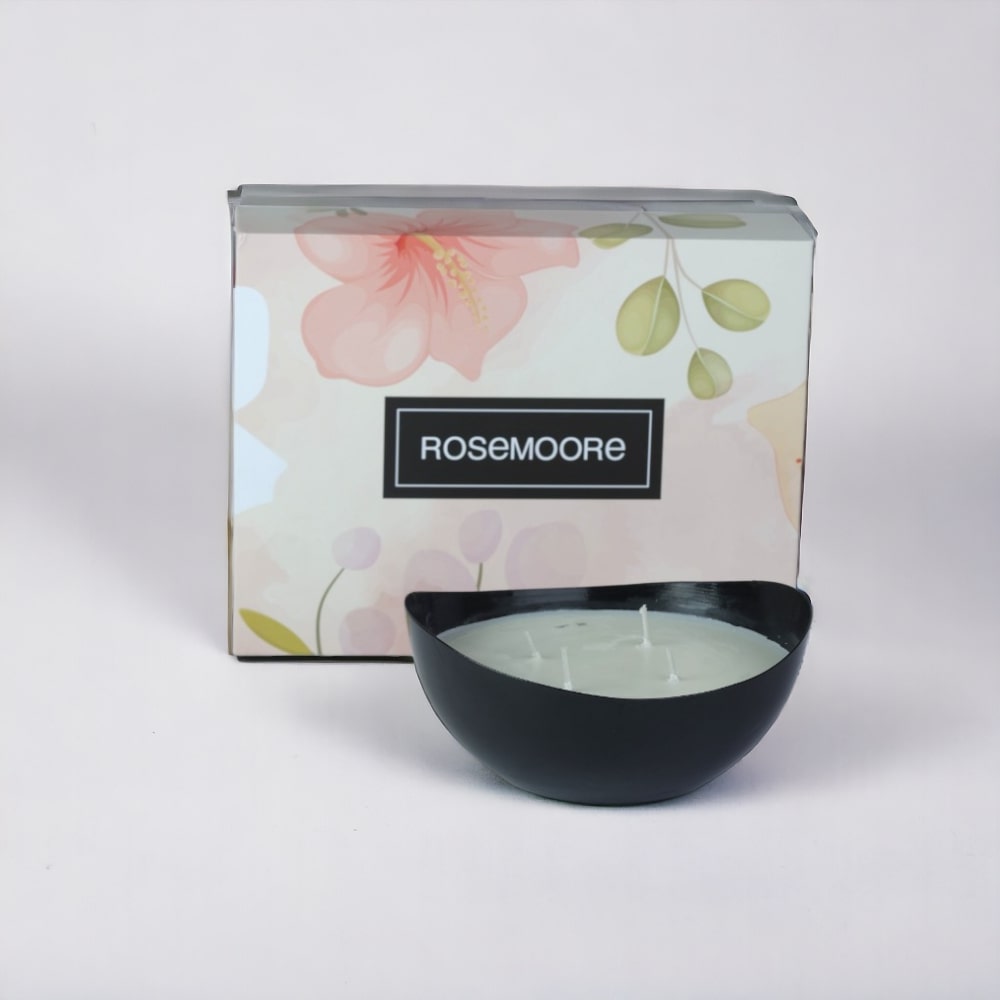 Rosemoore Scented Premium Metal Large Bowl Candle Black - Pacific Ocean Fragrance