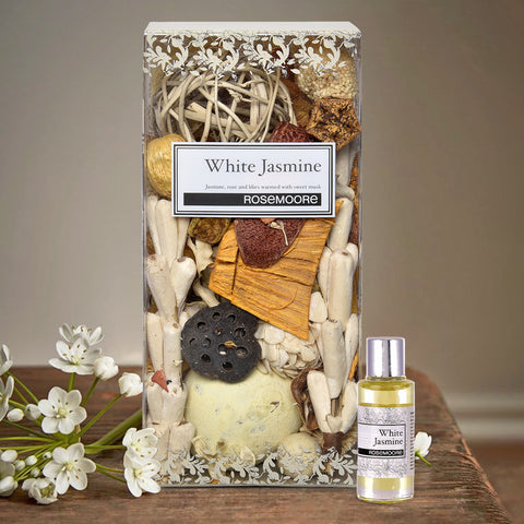 Rosemoore White Jasmine Pot Pourri and Scented Oil Combo