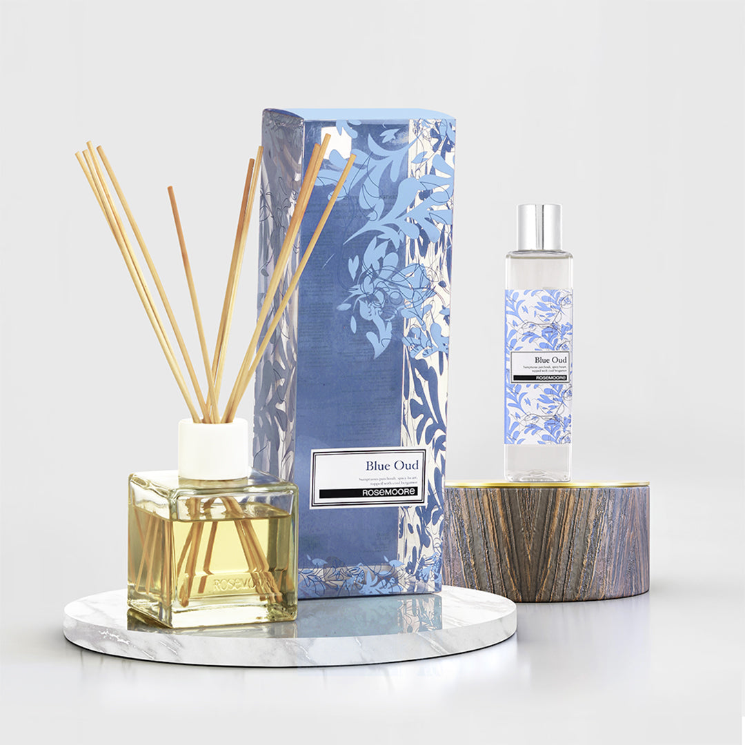 Rosemoore Scented Reed Diffuser and Refill Oil Blue Oud - 200 ml