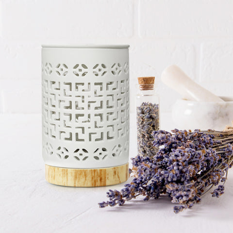 Porcelain Designer Oil Burner in White-Free Two Pieces  Scented Oil -15 ml Each ( Crystal Rose | Cranberry & Fig)