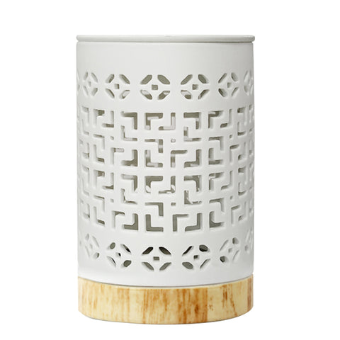 Porcelain Designer Oil Burner in White-Free Two Pieces  Scented Oil -15 ml Each ( Crystal Rose | Cranberry & Fig)