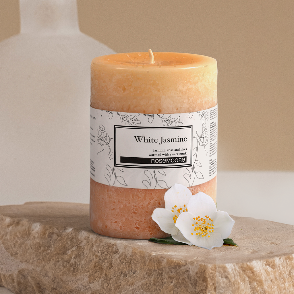 Rosemoore White Jasmine Scented Pillar Candle