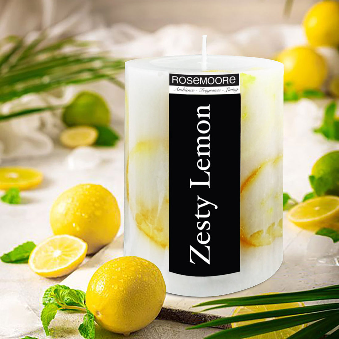 Rosemoore Zesty Lemon Scented Pillar Candle