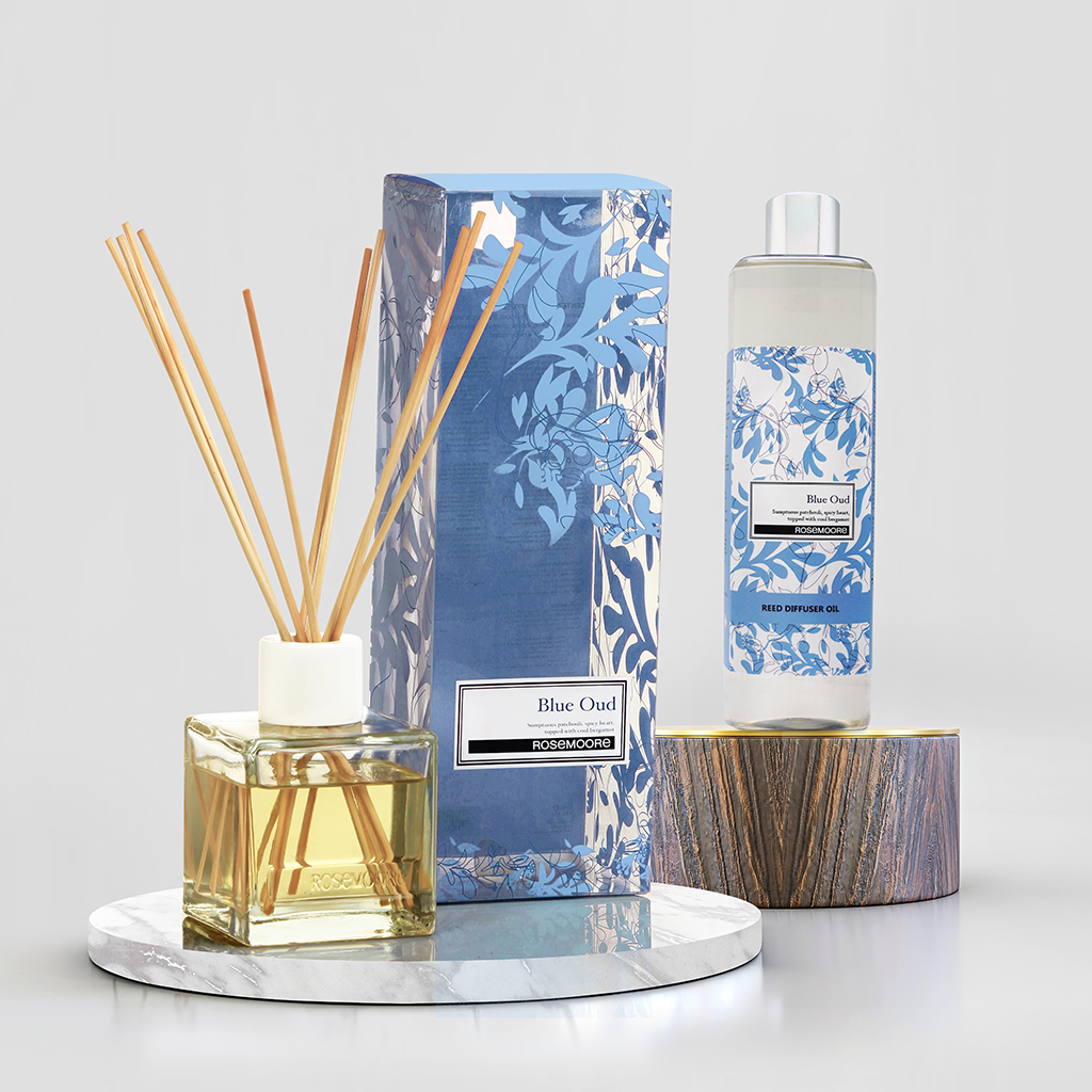 Scented Reed Diffuser &  Reed Diffuser Refill Oil 1 Litre Blue Oud