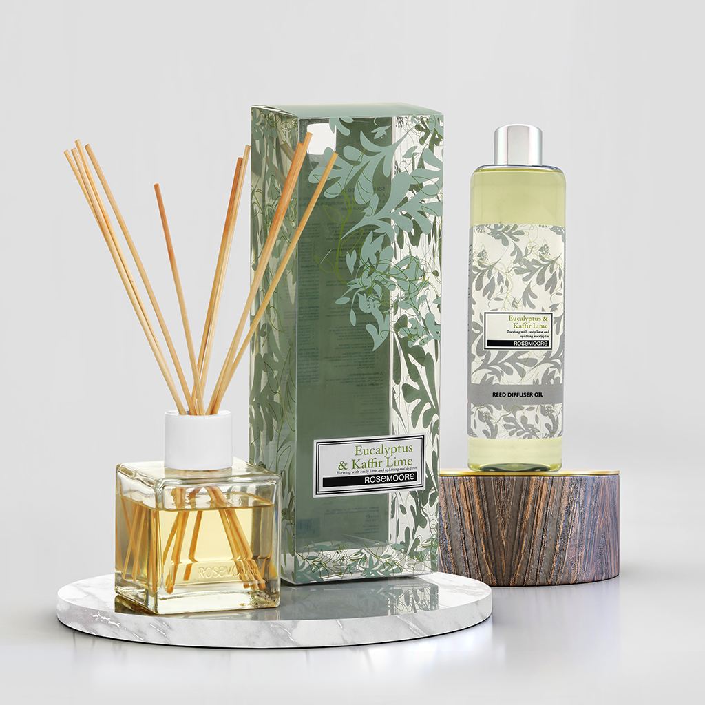 Scented Reed Diffuser & Reed Diffuser Refill Oil 1 Litre Eucalyptus & Kaffir Lime